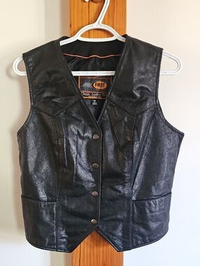 Vintage First Classics Leather Biker Vest - Ladies Medium